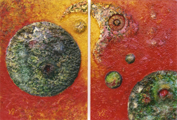 Fusione cosmica, pittoscultura di Vito Gurrado