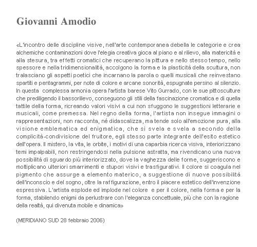 Recensione di Giovanni Amodio su Vito Gurrado, Meridiano Sud 2006